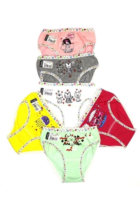 Elastan Yumuşak Pamuklu Kız Çocuk Slip Külot 12'li Tutku 832 - Krş (renk)