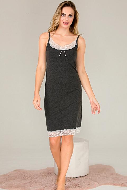 Lady İnce Askılı Dantel Detaylı Kadın Gecelik Lady 5535 - Görsel 2