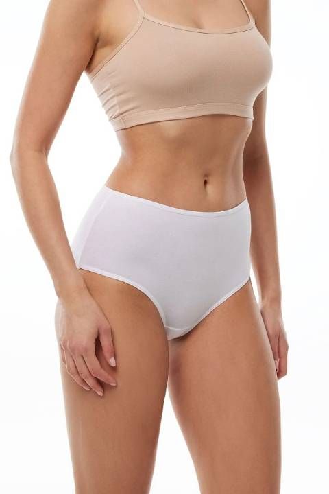 Yüksek Bel Esnek Beyaz Bato Külot Derya Kurşun 1903