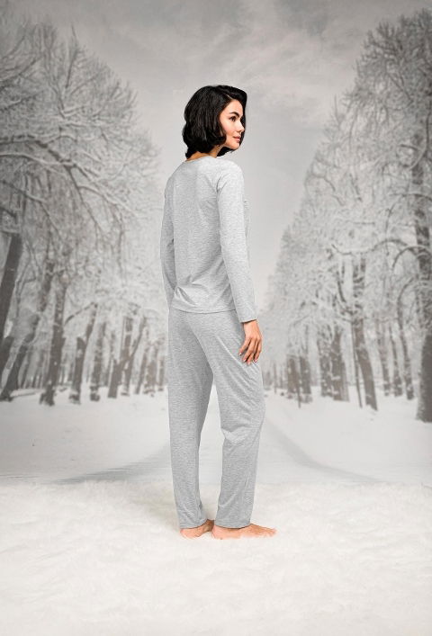 Pamuklu Dantel Detaylı Uzun Kollu Pijama Takımı Doreanse 26K4105 - 2