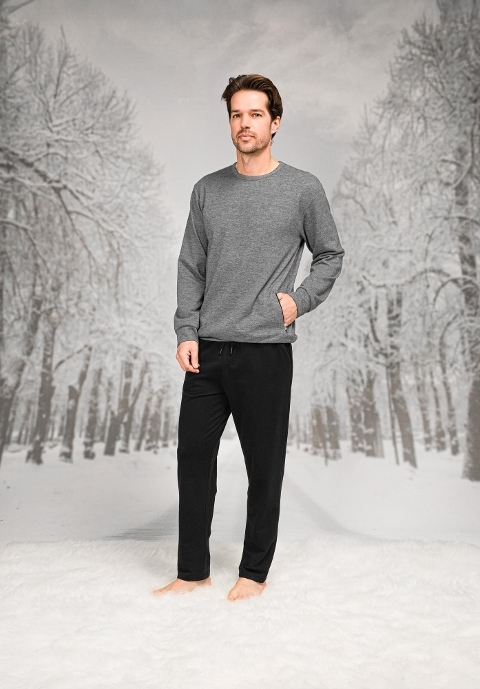 Uzun Kollu Cepli Pamuklu Erkek Pijama Takımı Doreanse 26K4595