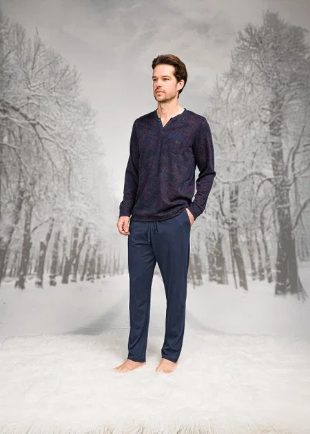Düğmeli Cepli Uzun Kollu Pijama Takımı Doreanse 26K4599 - Lacivert