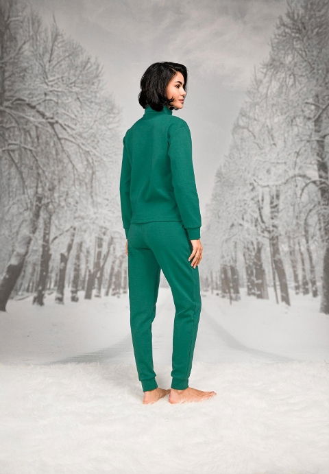 Pamuklu ve Polyester Yakası Fermuarlı Kadın T-shirt Pantolon Takım Doreanse 26K4103 - 2