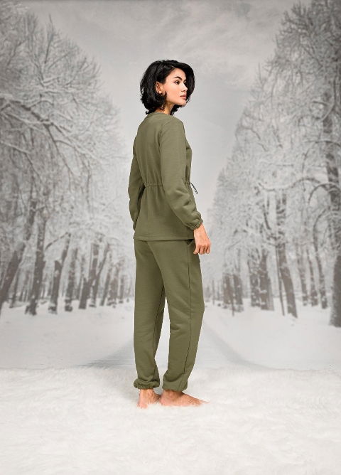 Yanları Büzgülü Fermuarlı Kadın Pijama Takımı Lila Doreanse 26K4090 - 2