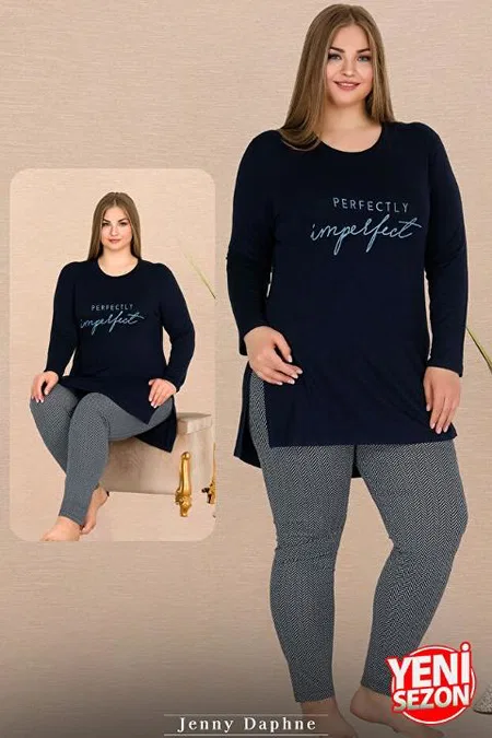 Yırtmaçlı Uzun Kollu Pijama Takımı Somon Kadın Lady 11311