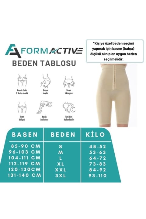 Yüksek Bel Kompresyon Korse Tayt FormActive 1022 - Ten