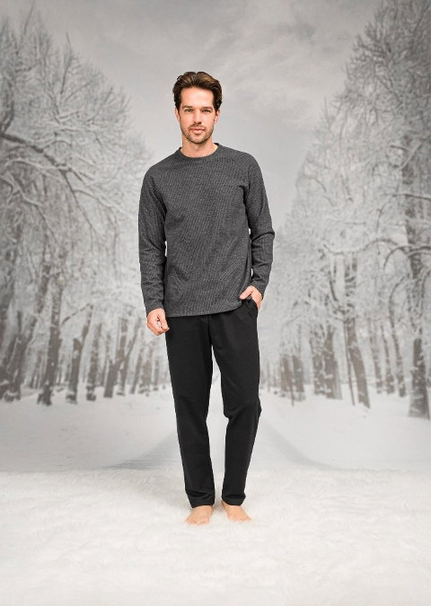 Pamuklu Cepli Uzun Kollu Erkek Pijama Takımı Doreanse 26K4597