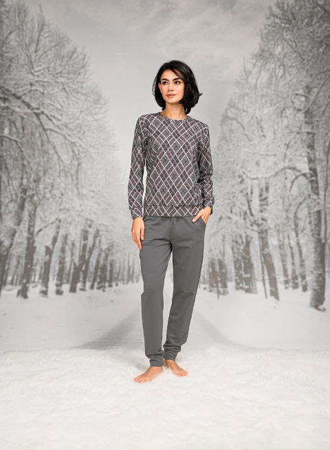 Pamuklu Desenli T-shirt Cepli Pantolon Takım Doreanse 26K4100