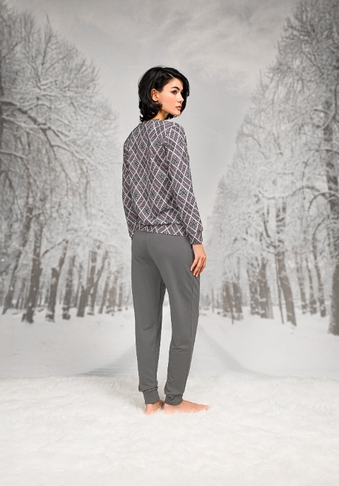 Pamuklu Desenli T-shirt Cepli Pantolon Takım Doreanse 26K4100 - Gri