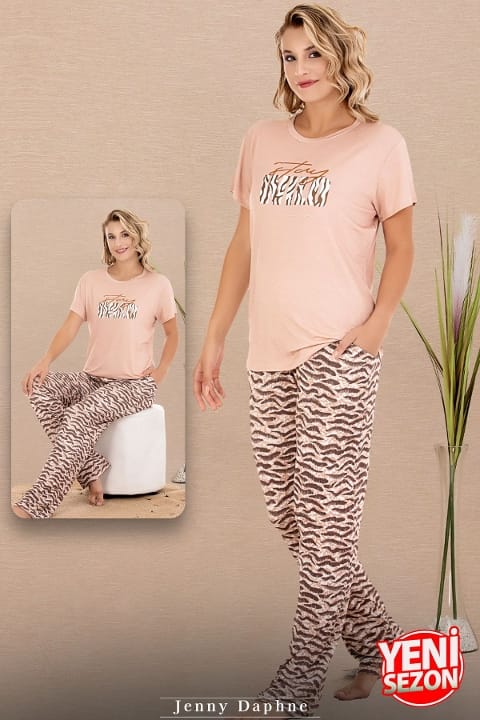 Zebra Desenli Kısa Kollu Pijama Takımı Lady 12595