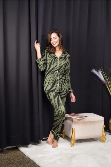 Zebra Desenli Lila Kadın Pijama Takımı İzabel 4007 - Yeşil