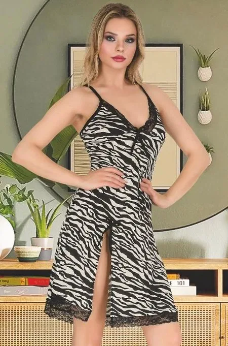 Somon Zebra Desenli Tek Parça Body İzabel 1015