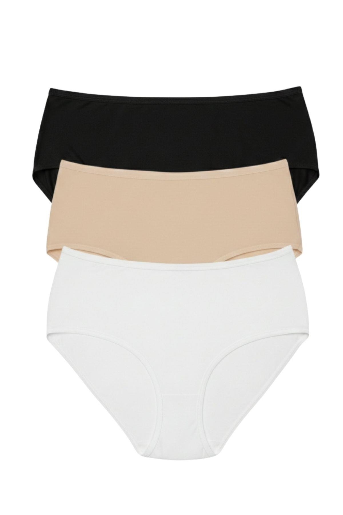 3'lü İz Yapmaz Yarı Bato Yüksek Bel Külot Anı 2850 - Çok Renkli