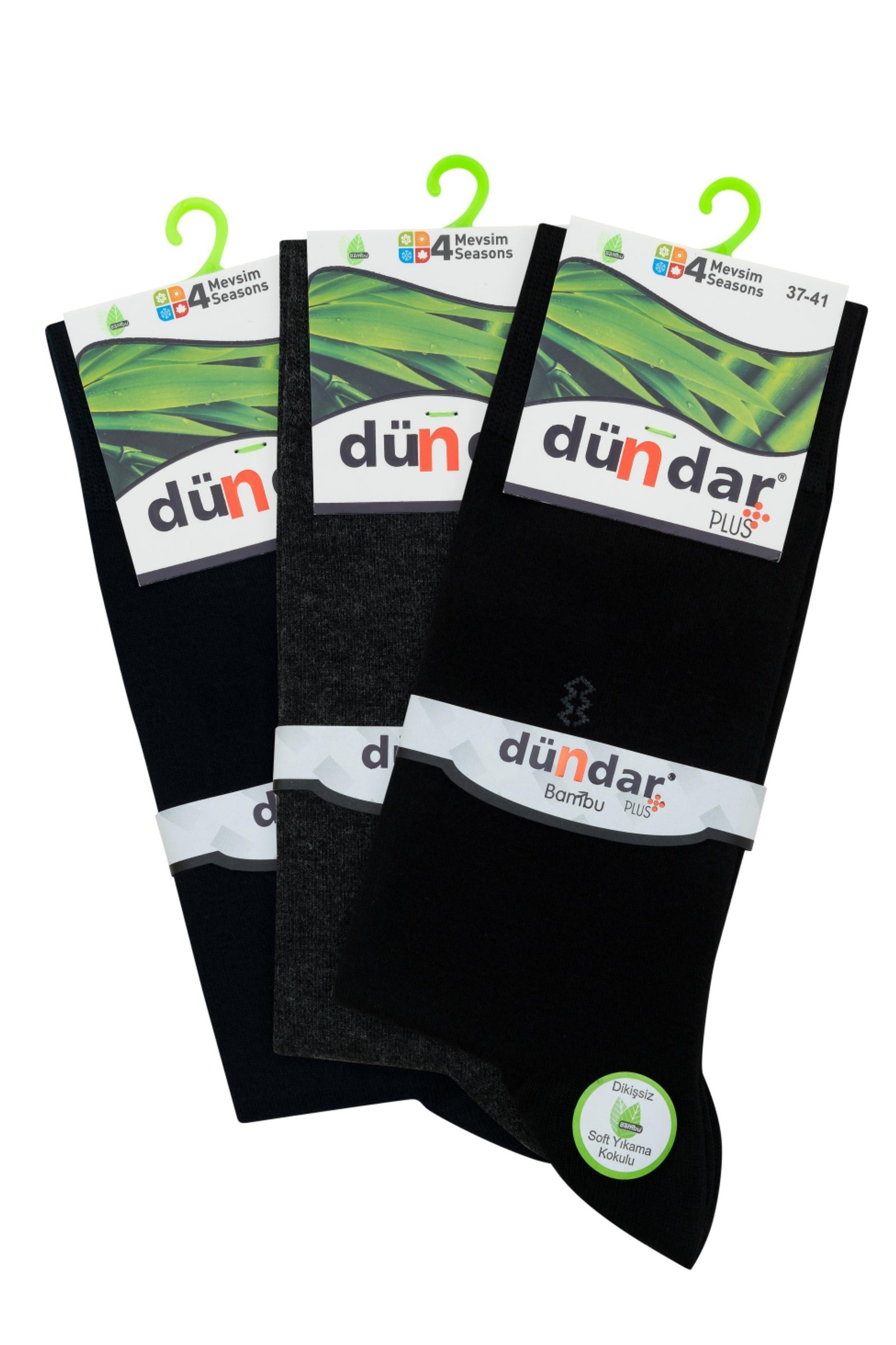 4 Mevsim 12'li Erkek Bambu Çorap 37-41 Dündar 4780 - Siyah