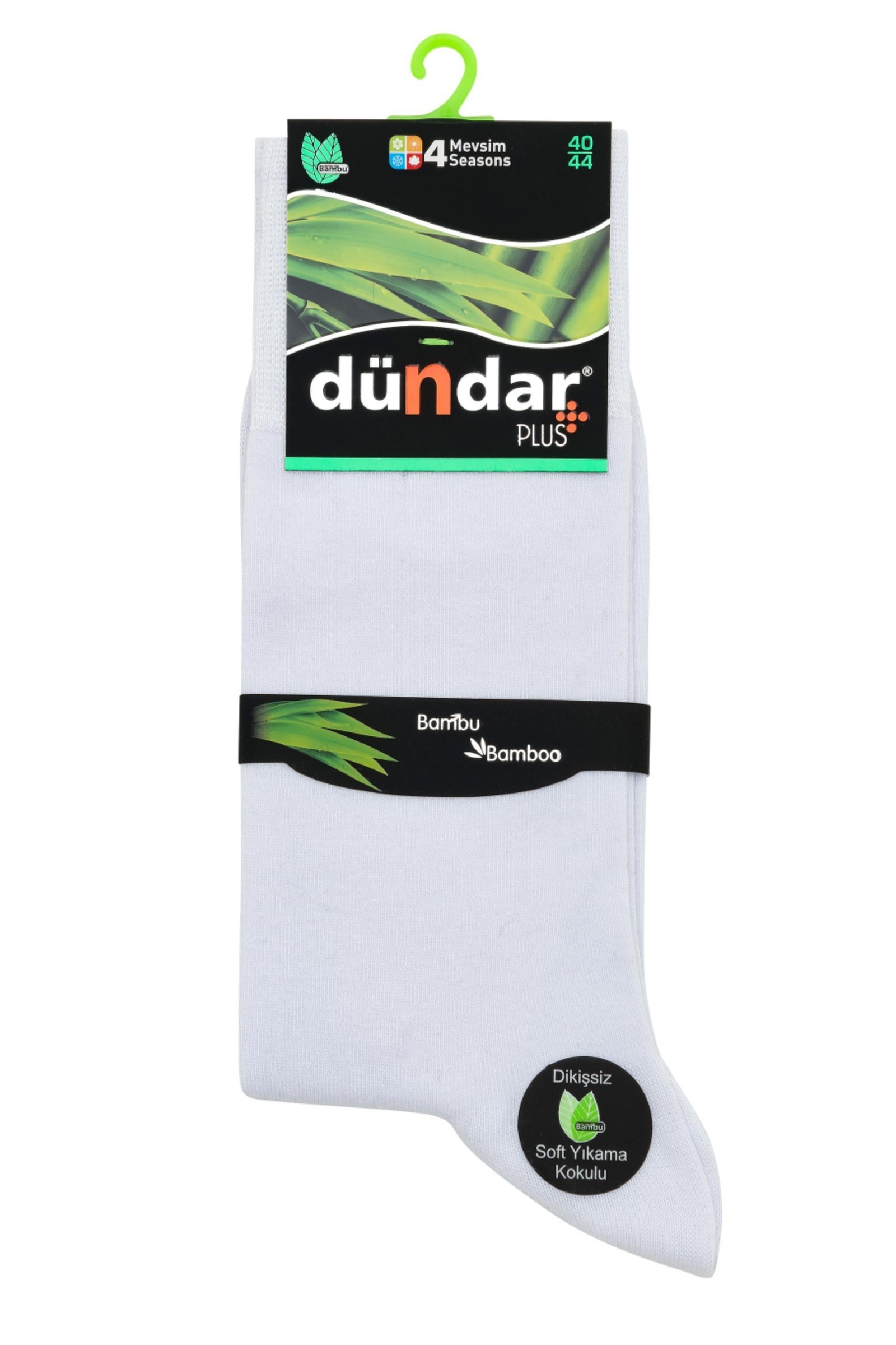 4 Mevsim 12'li Erkek Bambu Çorap 40-44 Dündar 5602 - Beyaz