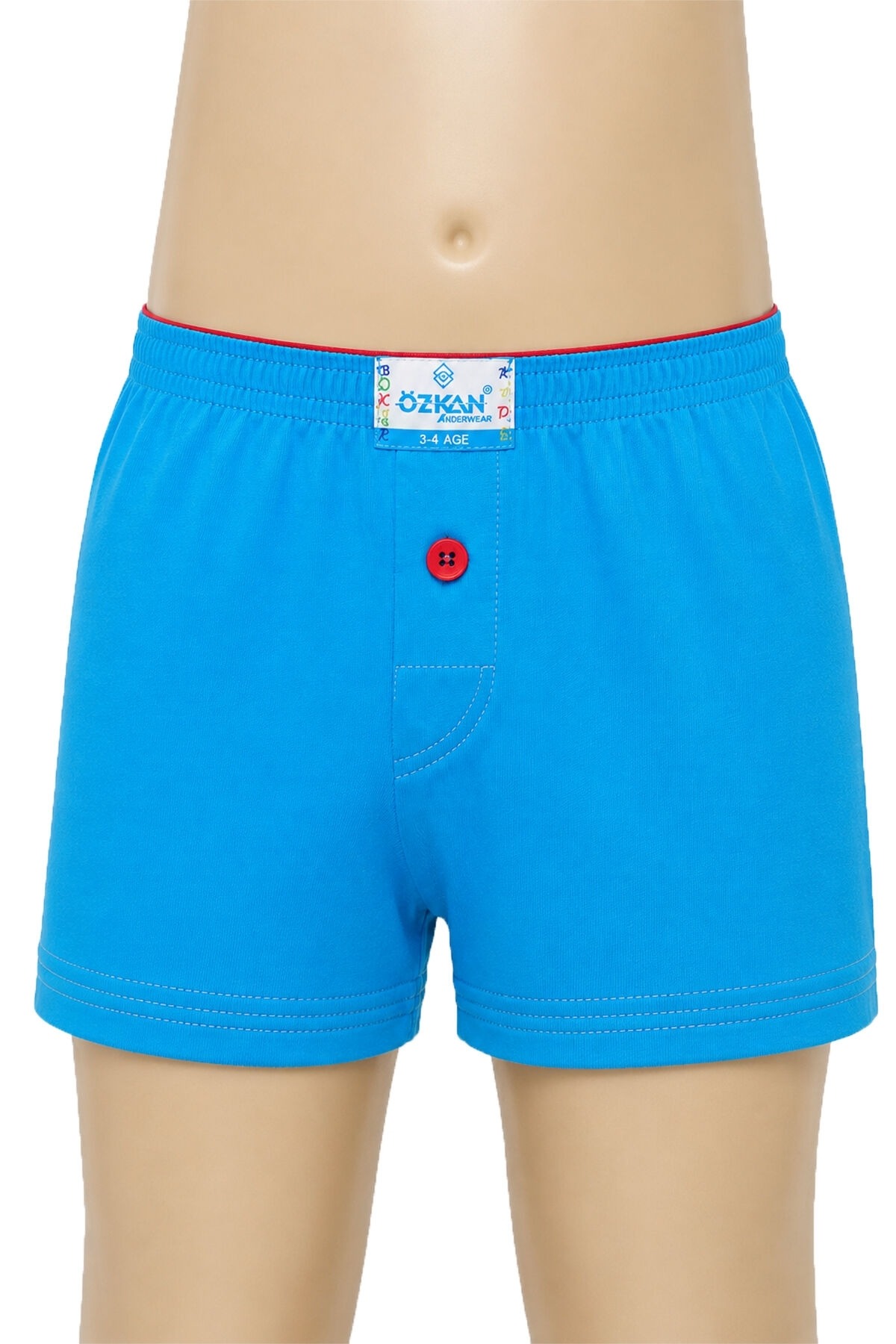 5'li Paket Erkek Çocuk %100 Pamuklu Premium Kumaş Rahat Klasik Kesim Süprem Penye Boxer Şort Külot Özkan 31223 - Mavi