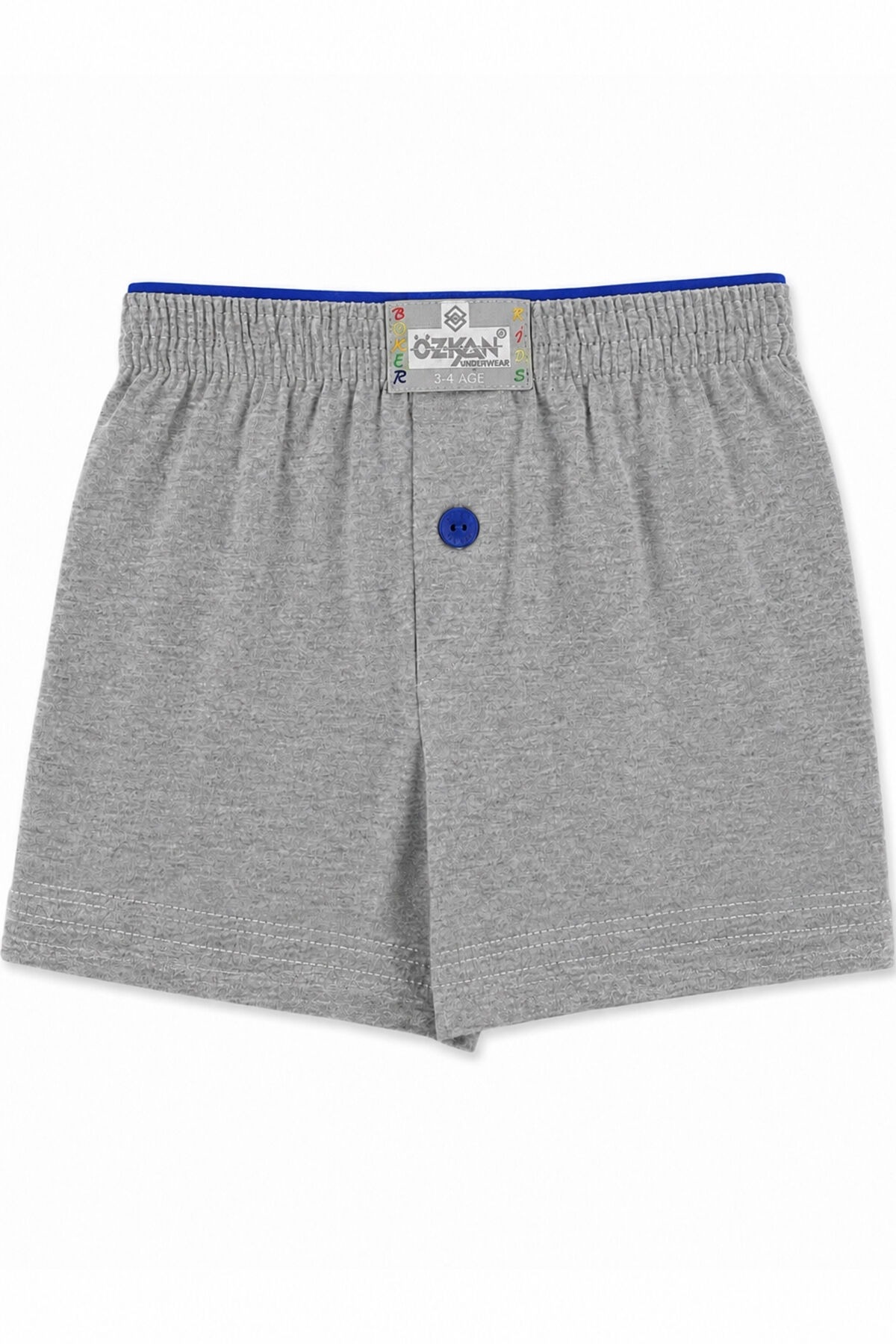 5'li Paket Erkek Çocuk %100 Pamuklu Premium Kumaş Rahat Klasik Kesim Süprem Penye Boxer Şort Külot Özkan 31223 - Gri Melanj