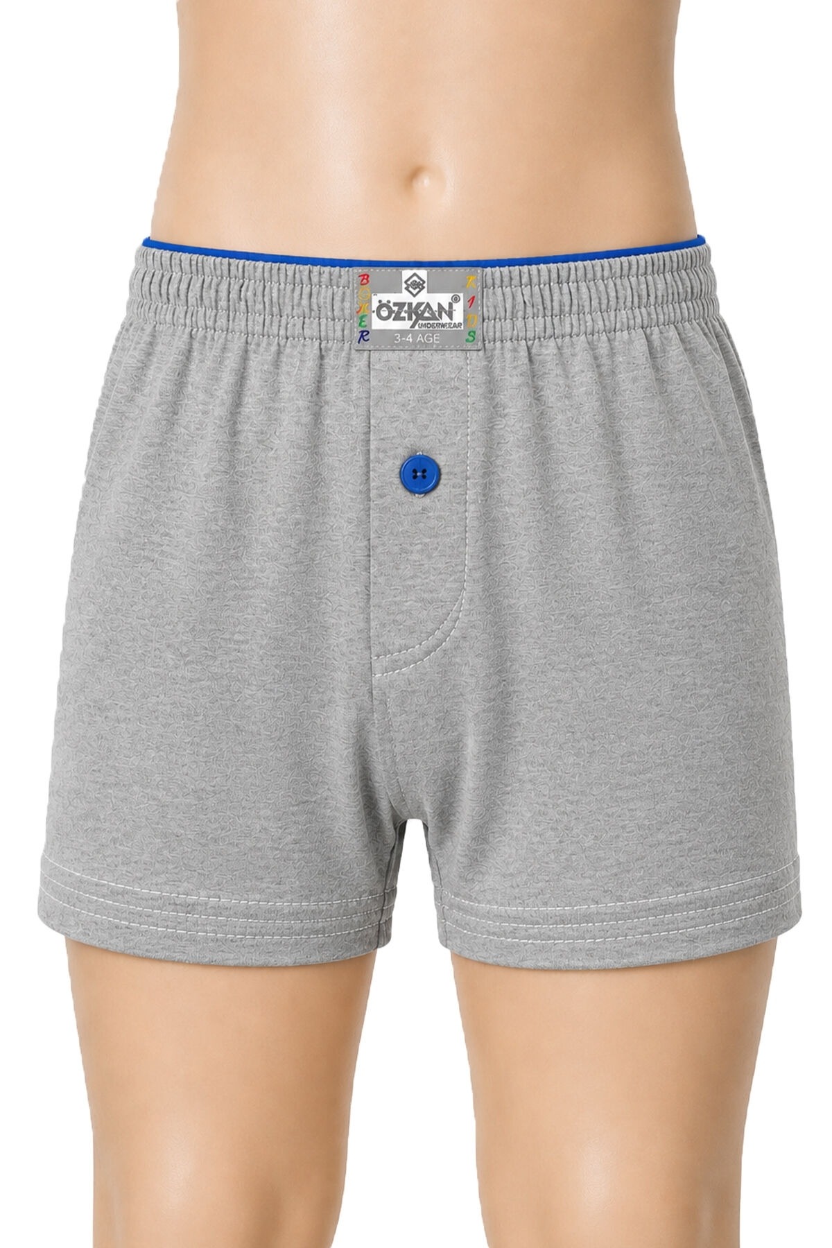 5'li Paket Erkek Çocuk %100 Pamuklu Premium Kumaş Rahat Klasik Kesim Süprem Penye Boxer Şort Külot Özkan 31223 - Gri Melanj
