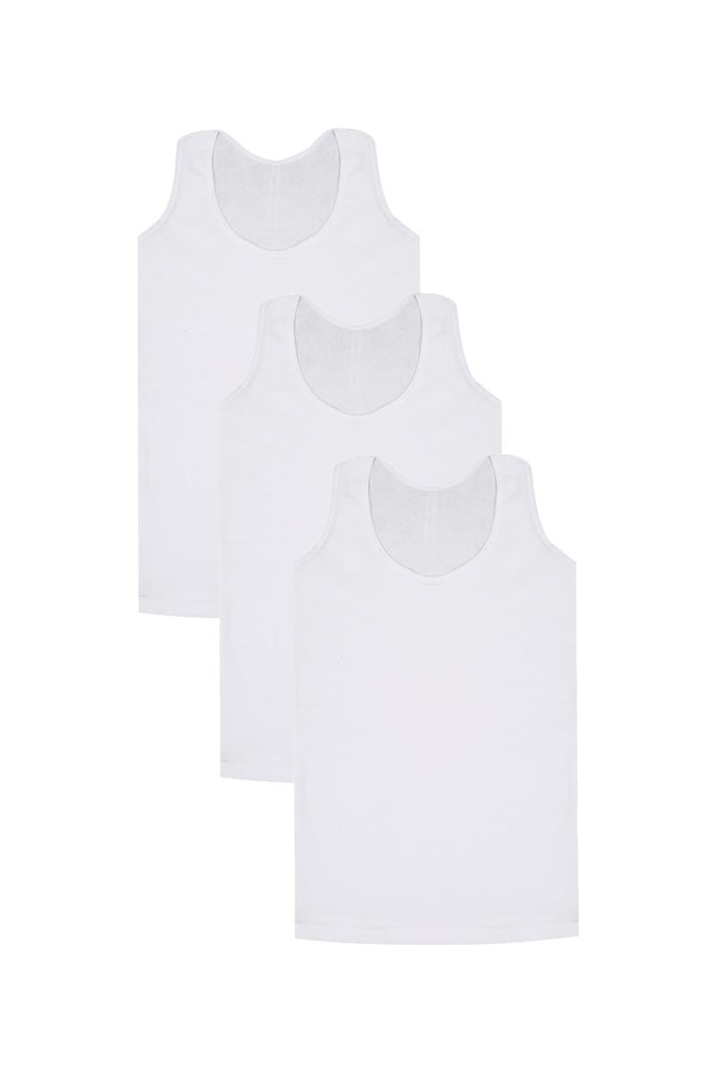 Erkek Çocuk 3'lü Ribana Atlet Akbeniz C006 - Beyaz