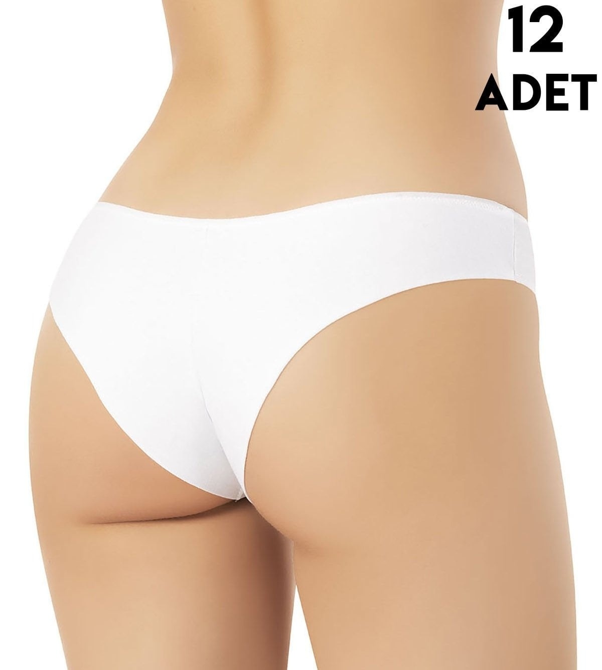 Arkası Çift Katlı Modal Kadın Bikini Külot 12'li Kota 5103 - Beyaz