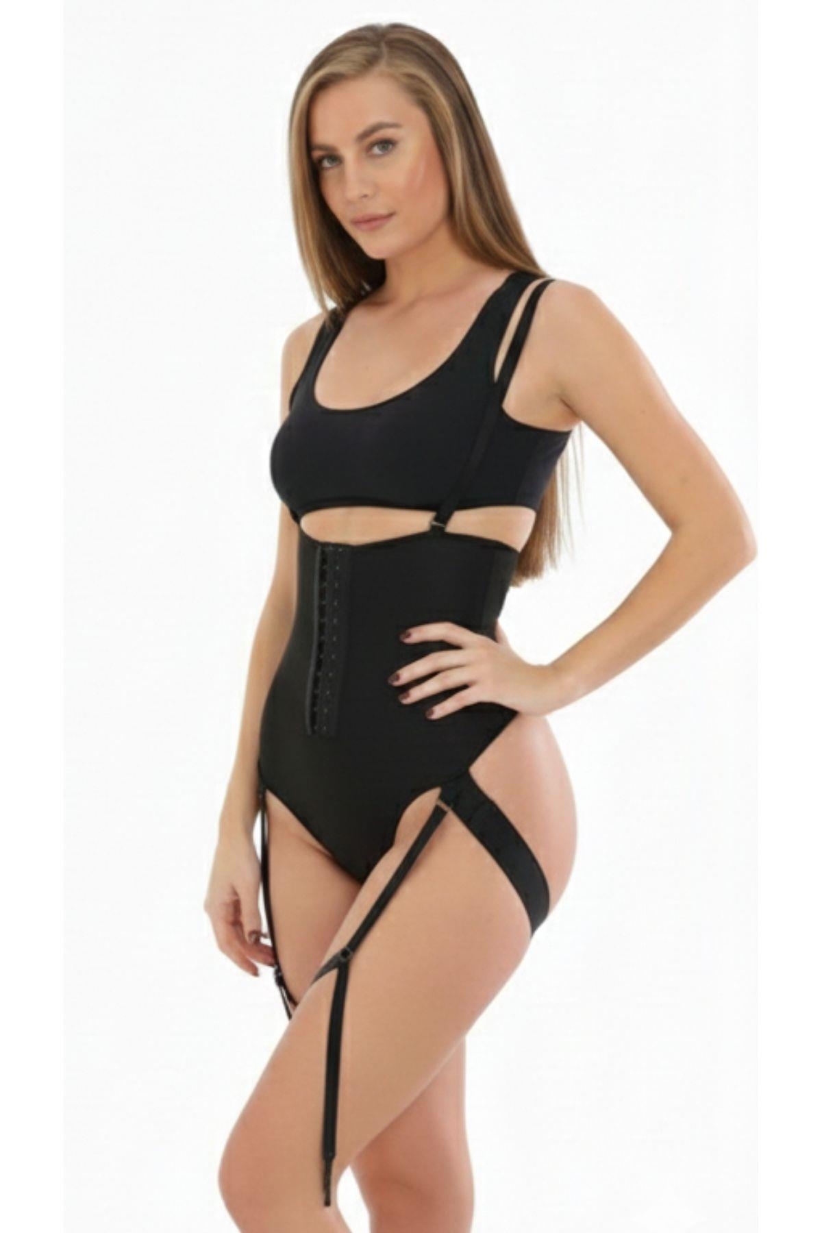 Yüksek Bel Dikişsiz Korse Anı 4208 - Siyah