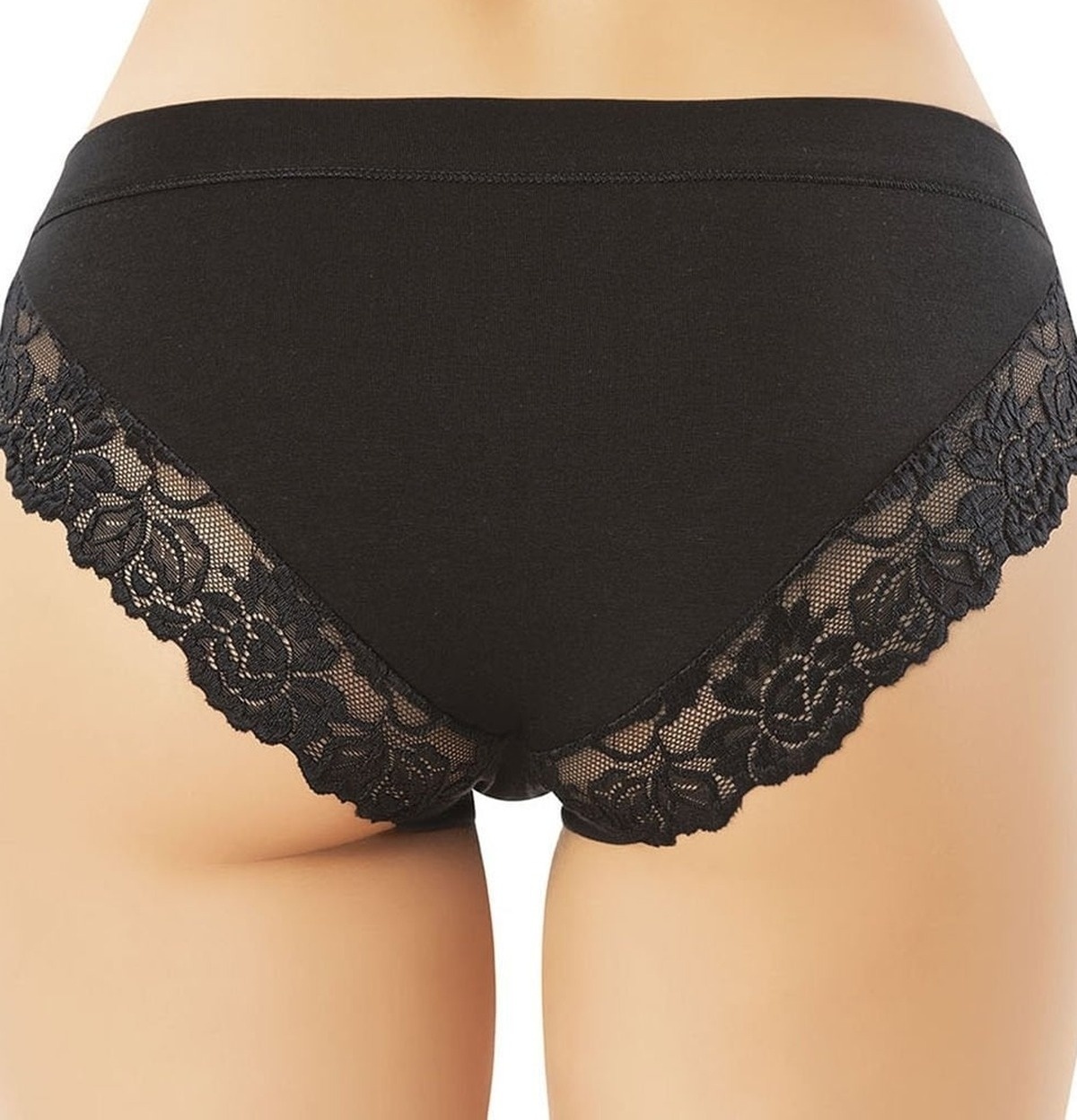 Dantel ve Biye Detaylı Modal Kadın Bikini Külot Kota 5106 - Siyah