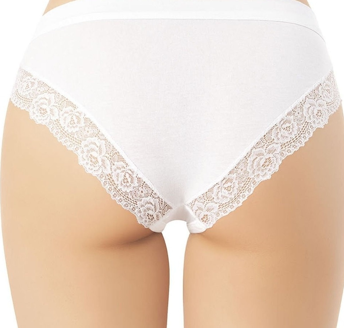 Dantel ve Biye Detaylı Modal Kadın Bikini Külot Kota 5106 - Beyaz