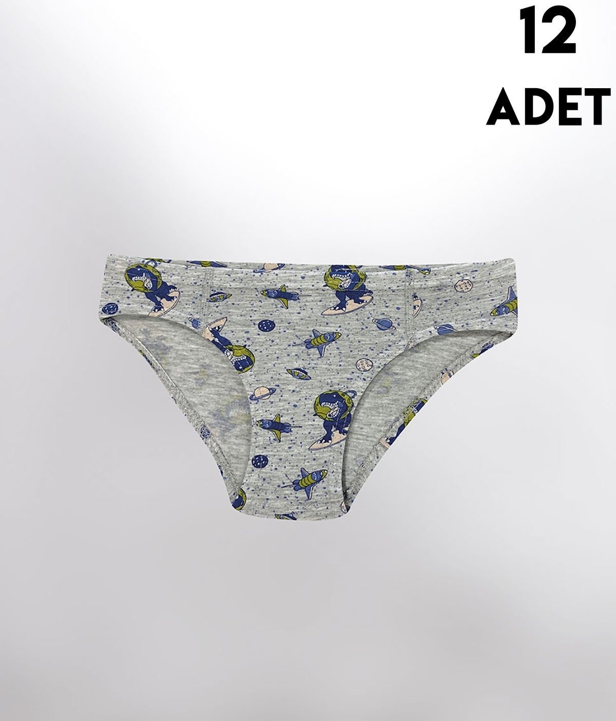 Desen Baskılı Penye Erkek Çocuk Slip Külot 12'li Kota 1018 - Asorti