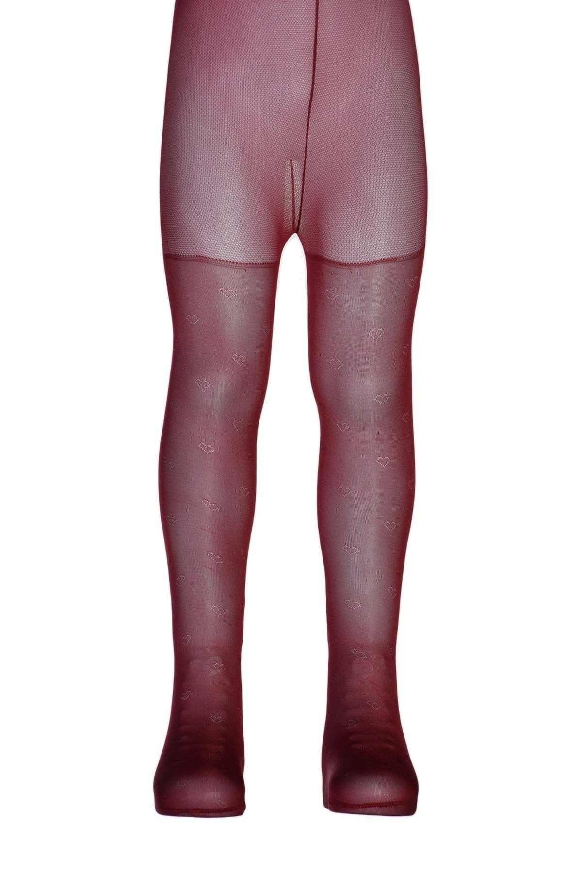 Pamuklu Minik Kalpli Desenli Mikro Bebek Külotlu Çorap Dore 9051676836 - Bordo