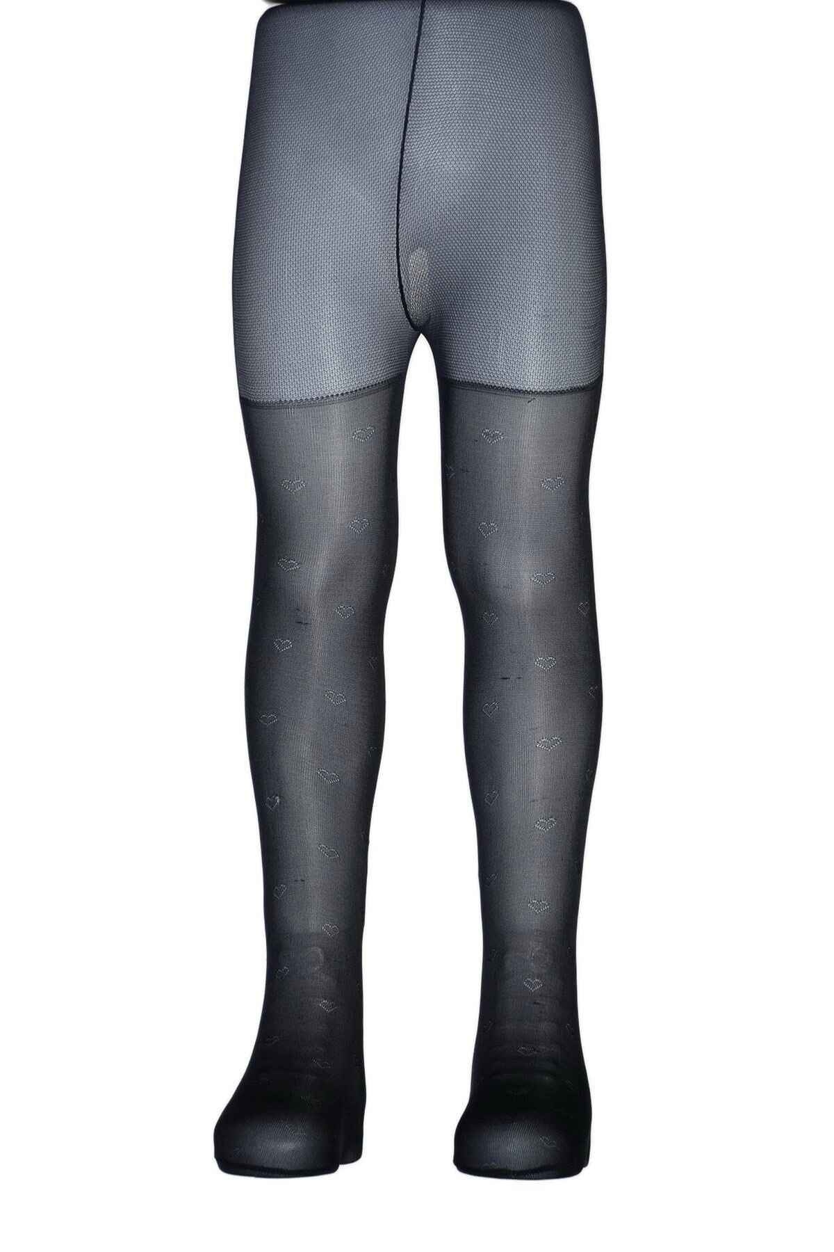 Pamuklu Minik Kalpli Desenli Mikro Bebek Külotlu Çorap Dore 905167 - Siyah