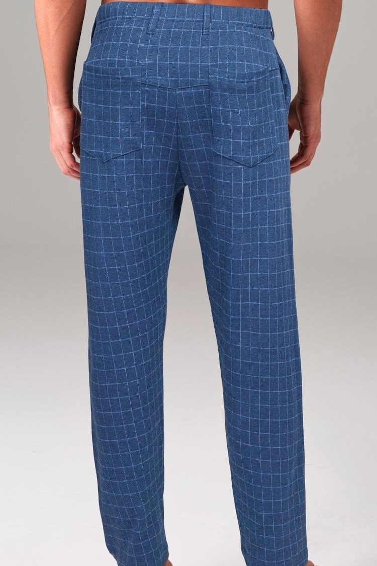 Ekose Dokulu Cepli Erkek Ev Pantolonu Doreanse 4625 - Lacivert