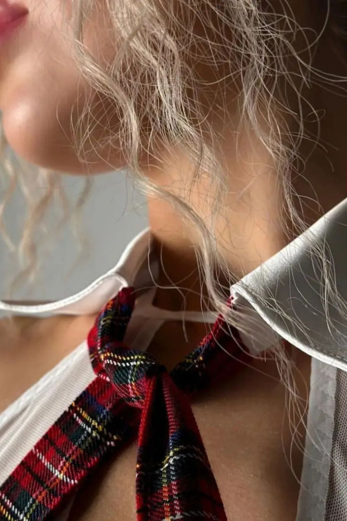 Ekose Fantezi Midi Tranparan Bordo Kostüm NightLight 3838 - Bordo