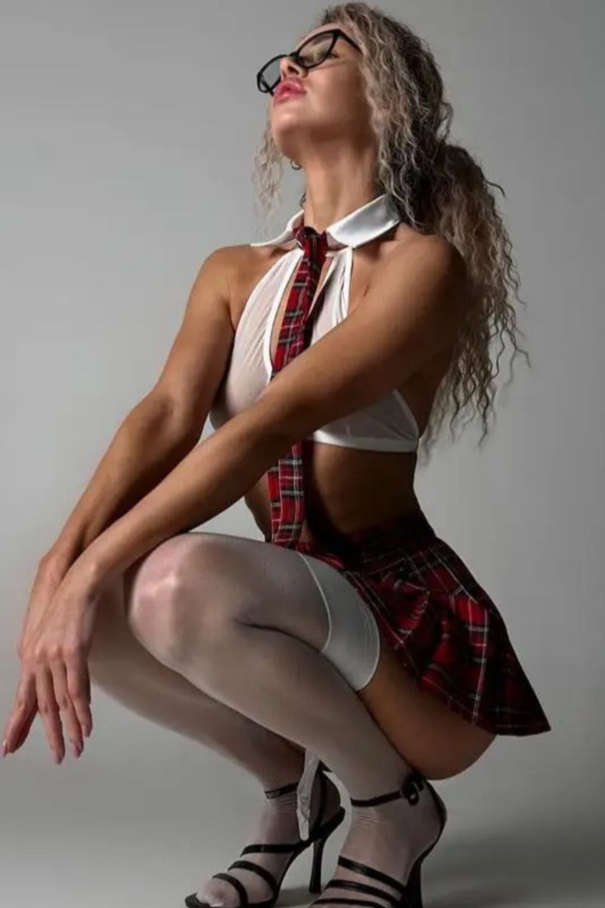 Ekose Fantezi Midi Tranparan Bordo Kostüm NightLight 3838 - Bordo