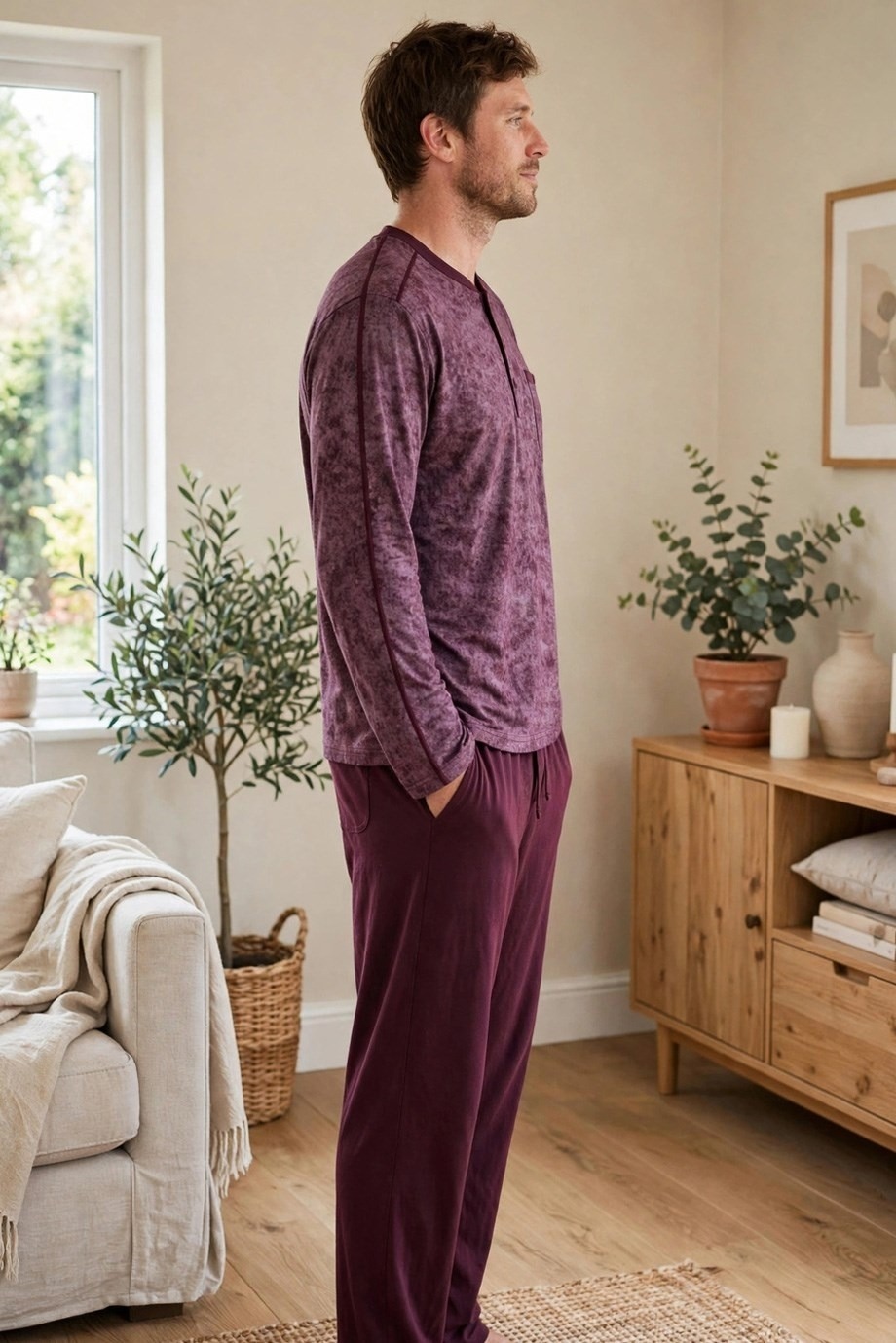 Erkek Batik Desenli Patlı Lacivert Pijama Takımı Çift Kaplan 8200 - Lacivert