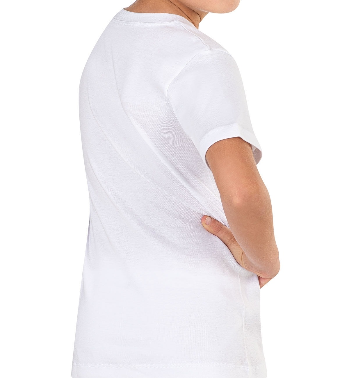 Erkek Çocuk %100 Pamuklu Ribana Fanila 10'lu Paket Yarım Kol Kapalı Yaka T-shirt Özkan 0706-P010 - Beyaz