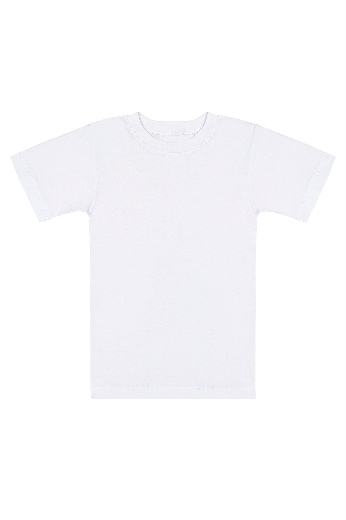 Erkek Çocuk %100 Pamuklu Ribana Fanila 10'lu Paket Yarım Kol Kapalı Yaka T-shirt Özkan 0706-P010 - Beyaz