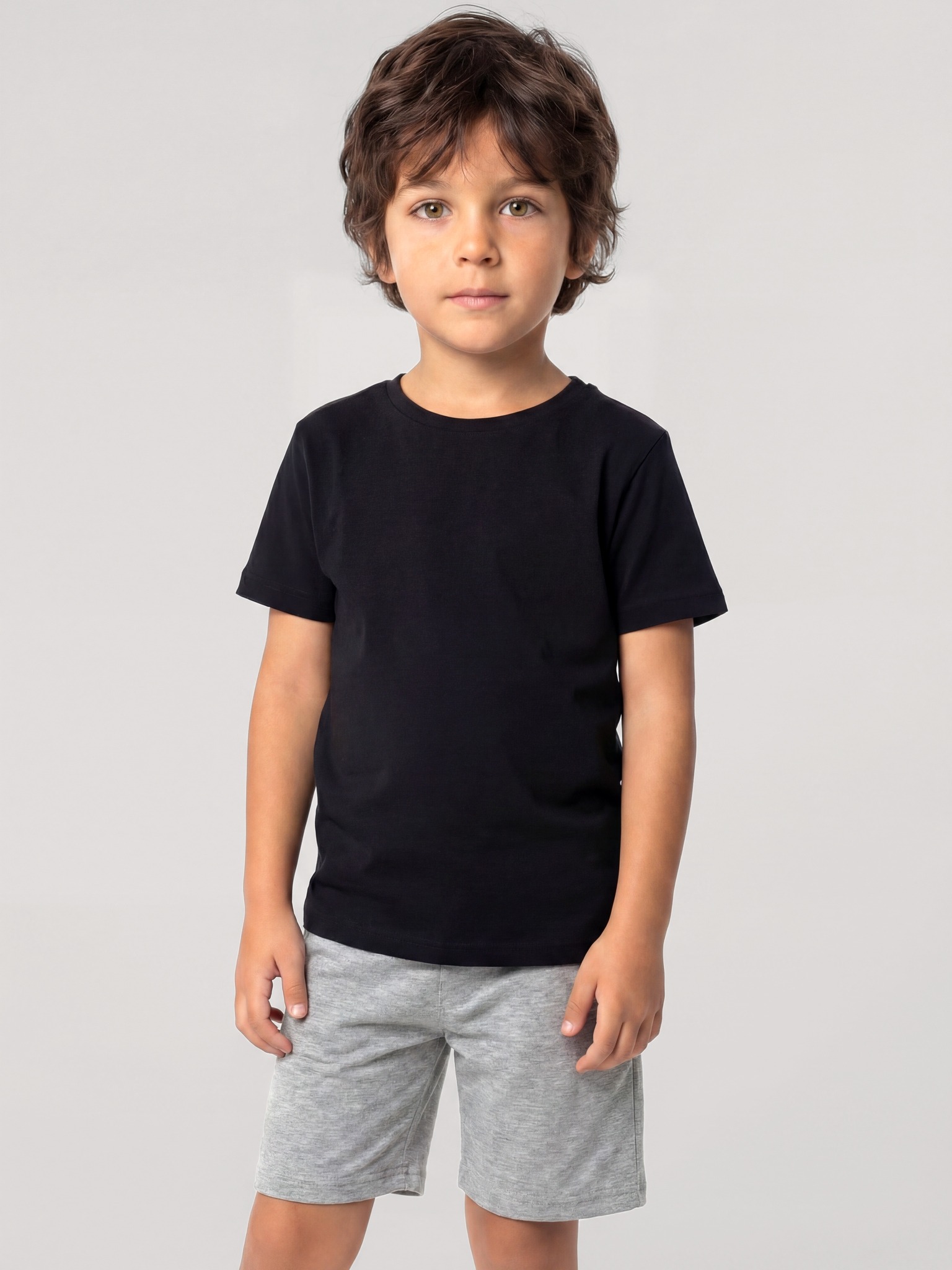 Erkek Çocuk Siyah Kısa Kollu Şortlu Pijama Takımı Akbeniz 20759 - Siyah