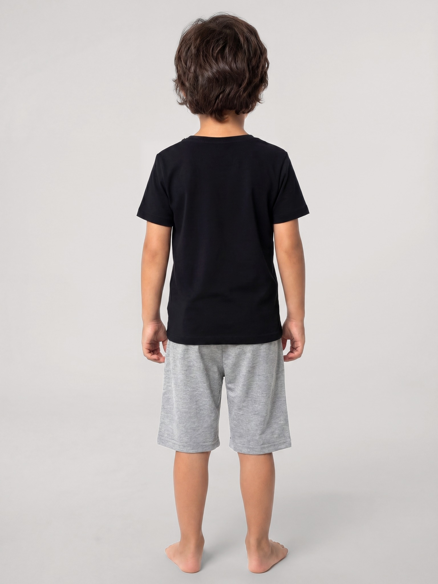 Erkek Çocuk Siyah Kısa Kollu Şortlu Pijama Takımı Akbeniz 20759 - Siyah