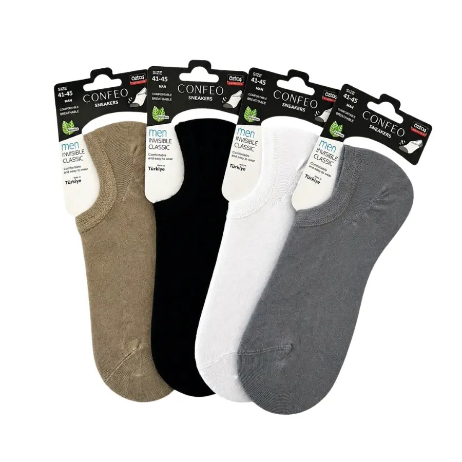 Erkek Düz Likralı Bambu Sneaker Çorap 6'lı Paket Confeo C932-012 - Görsel
