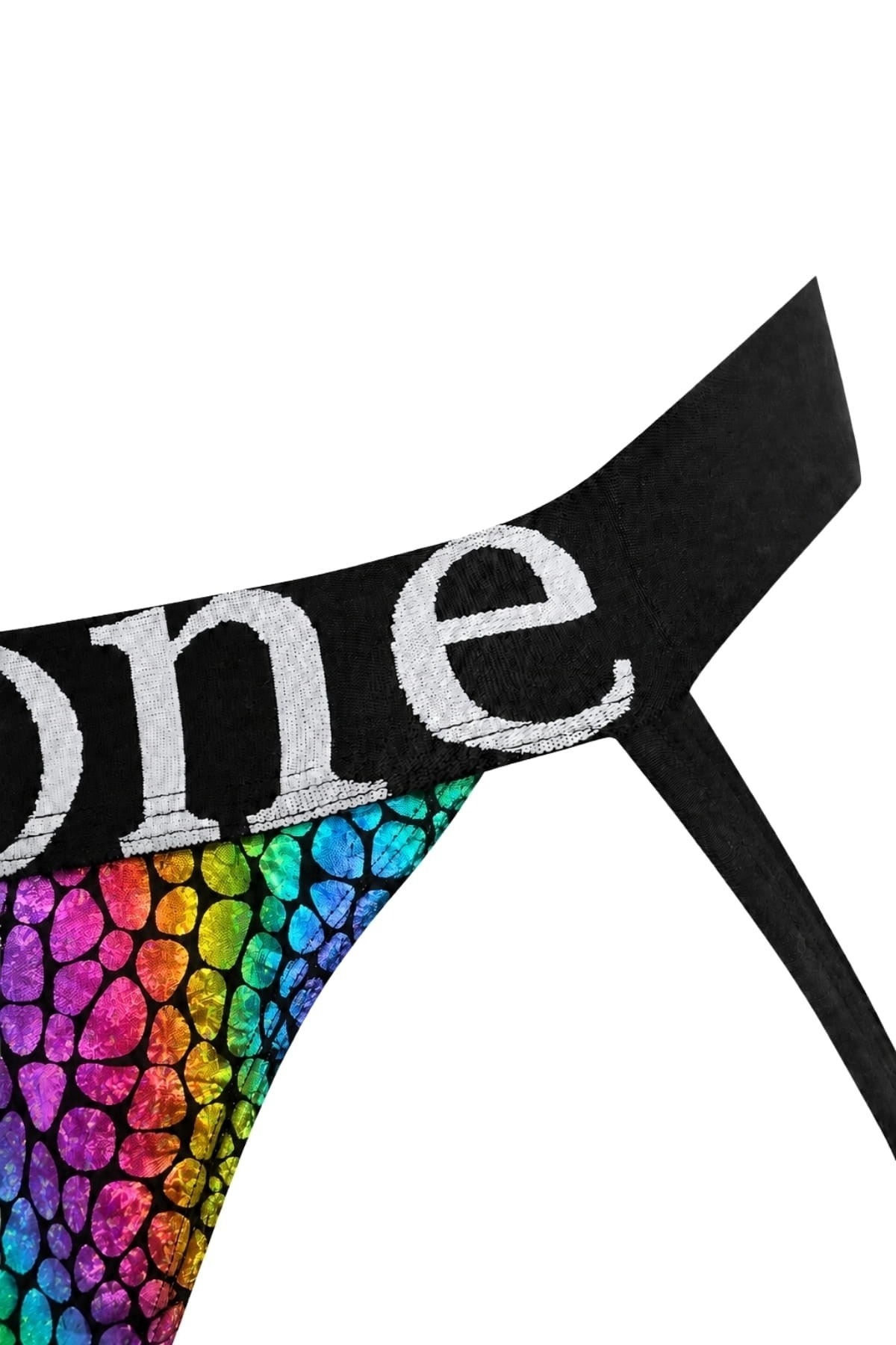 Erkek Fantezi Arkası Açık Rainbow Mozaik Desenli Deri Jockstrap Darkzone DZ-1401-104-S - Görsel