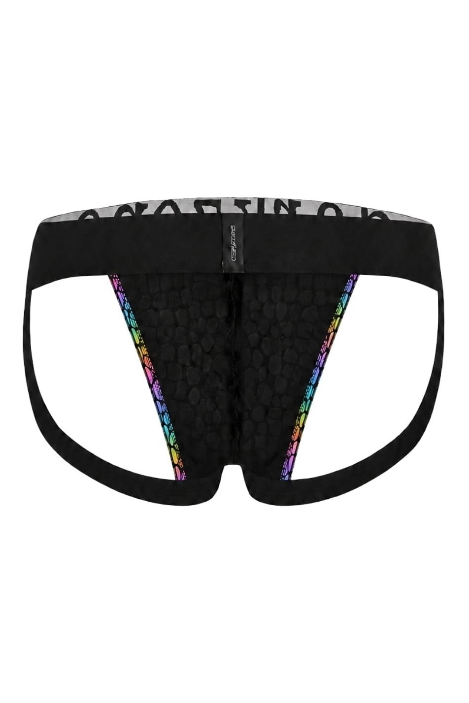 Erkek Fantezi Arkası Açık Rainbow Mozaik Desenli Deri Jockstrap Darkzone DZ-1401-104-S - Görsel