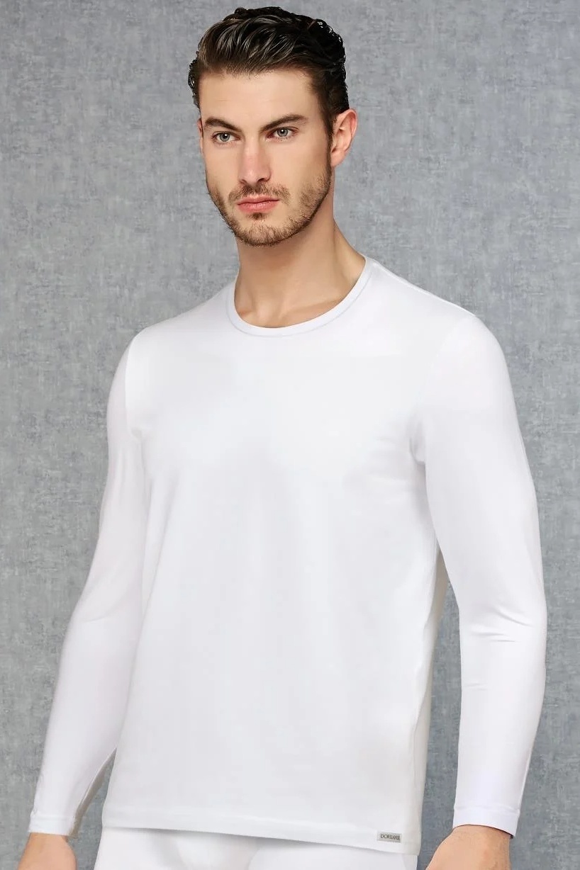 Modal Uzun Kol Bisiklet Yaka Erkek T-shirt Doreanse 2900 - Beyaz