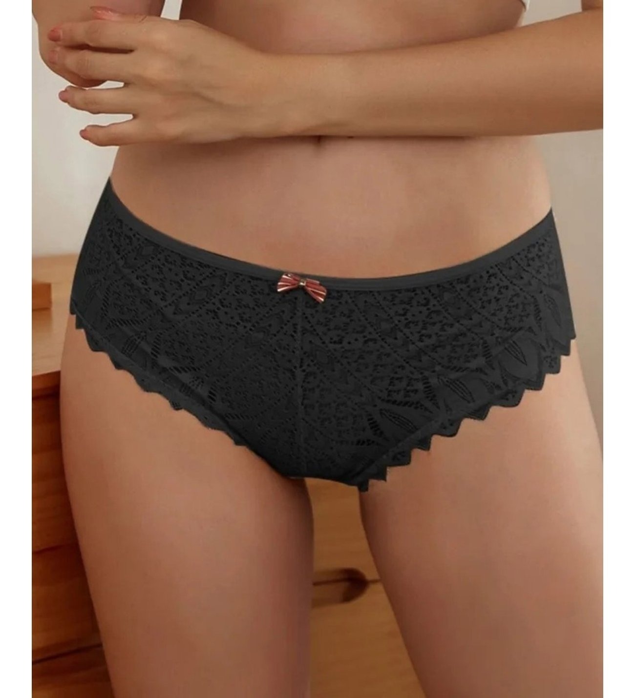 Fantezi Dantelli Şerit Detaylı Külot Feel Lady 1054 - Siyah