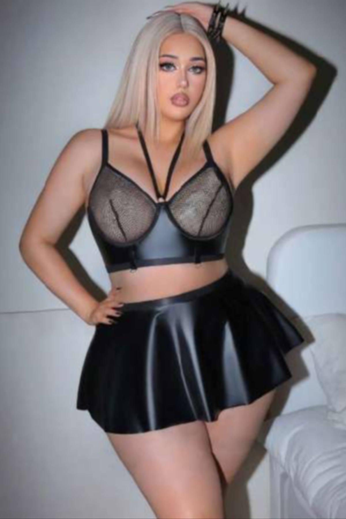File Detaylı Büyük Beden Fantezi Body Somon Real Passione 40025 - Siyah