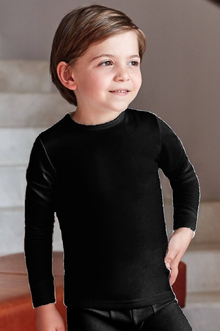 Goldenbay Unisex Çocuk Uzun Kollu İçlik Termal 2536 - Siyah