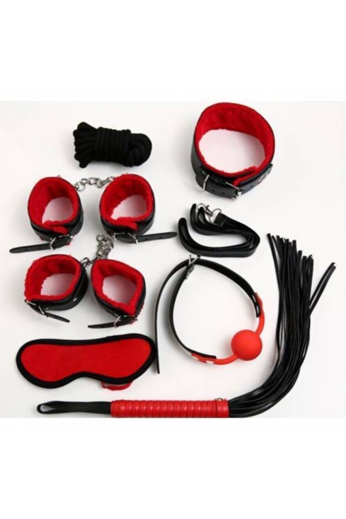 Harness Kelepçeli Fantezi Set 7li Nightlight 8014 - Kırmızı