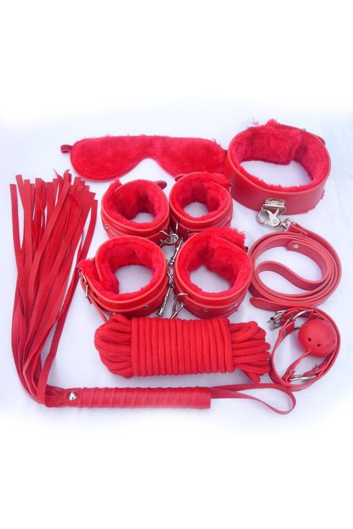 Harness Kelepçeli Fantezi Set 7li Nightlight 8014 - Kırmızı