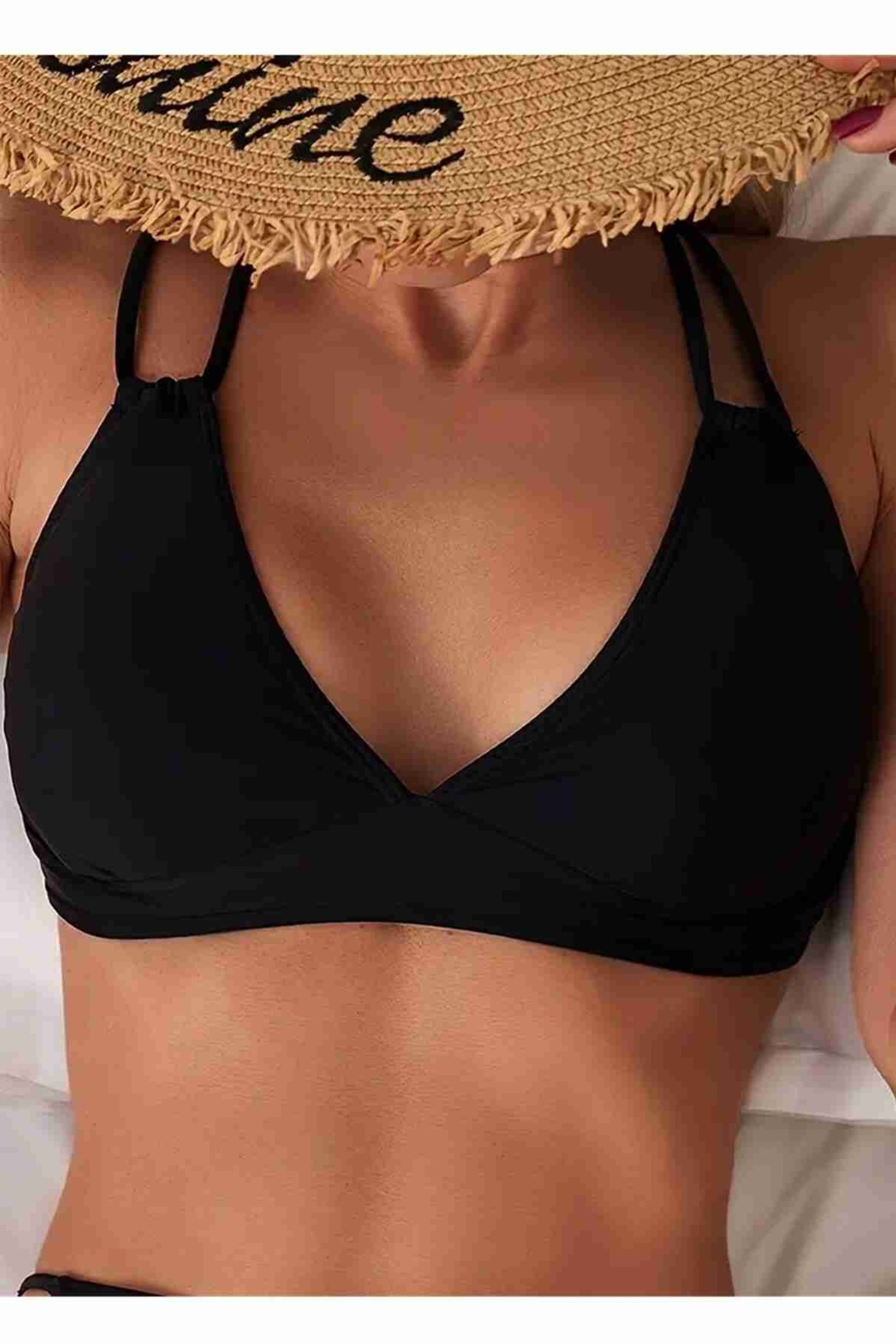 İki Ayarlanabilir Askılı Bikini Üstü (Çıkartılabilir Kaplı) Siyah Angelsin MS43919-Siyah - Siyah
