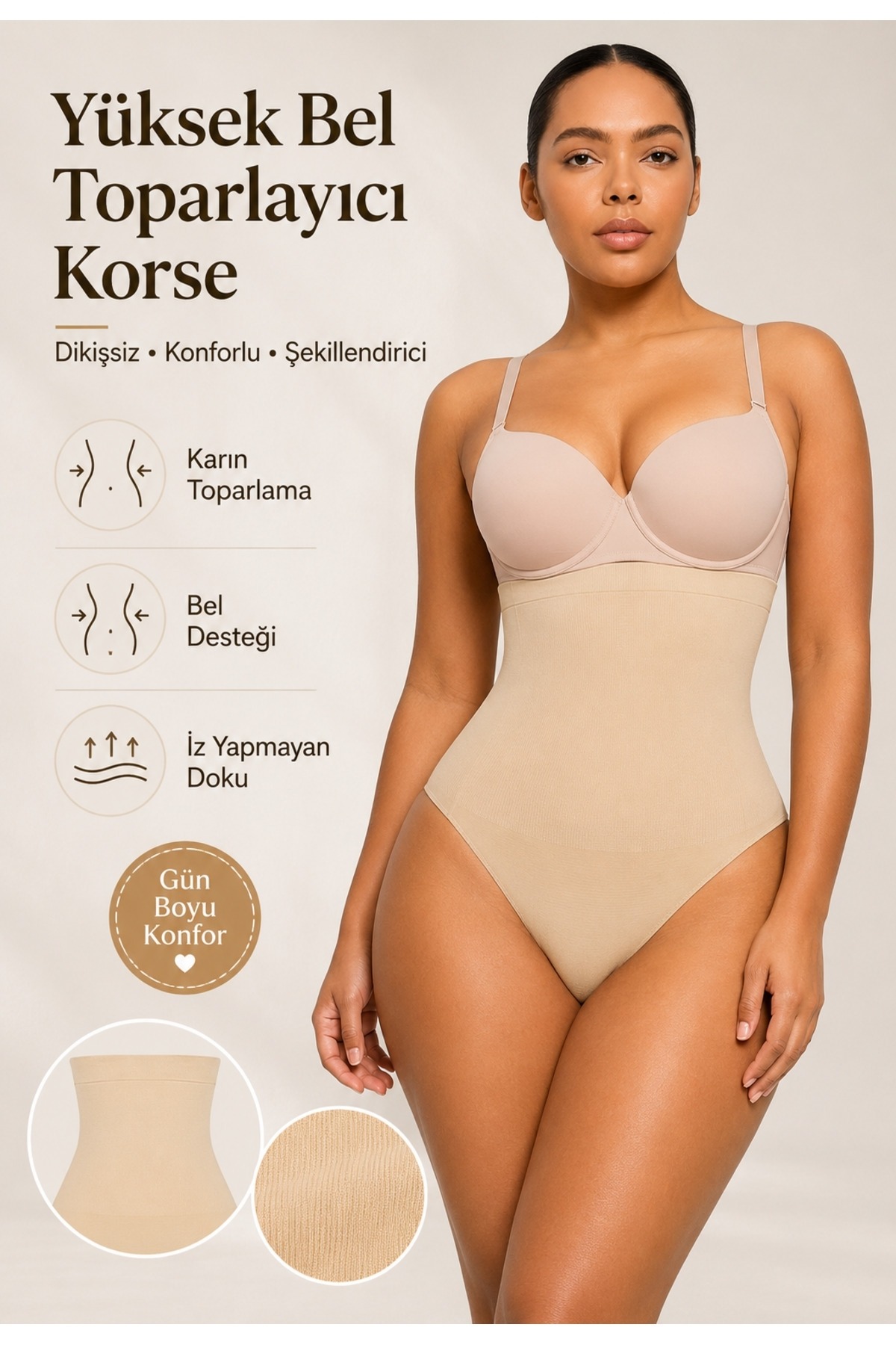 Yüksek Bel Ve Kompresyonlu Kadın Korse FormActive 1025 - Ten