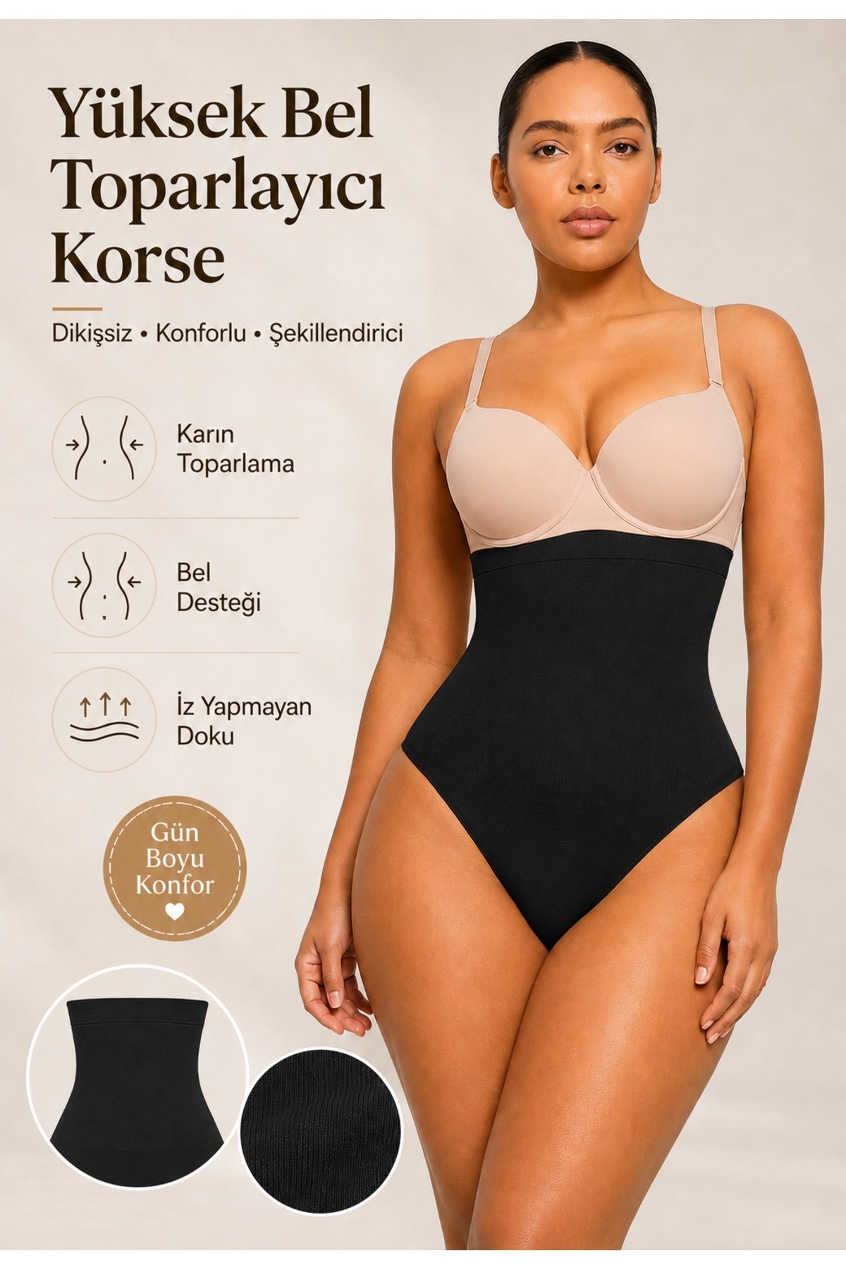 Yüksek Bel Ve Kompresyonlu Kadın Korse FormActive 1025 - Siyah